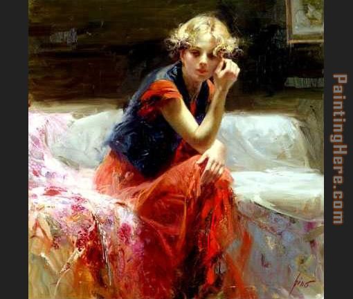red dress painting - Pino red dress art painting